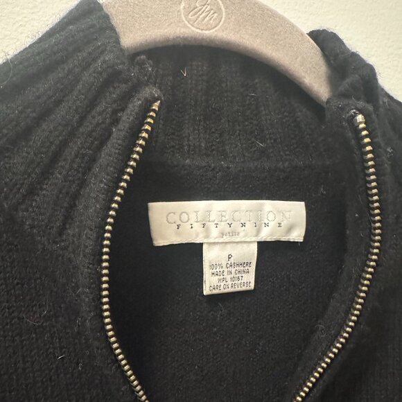 100% Cashmere Full Zip Black Cardigan - Picture 2 of 3